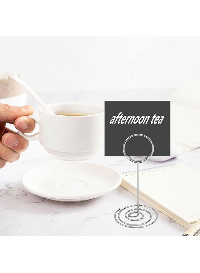 10pcs Table Number Holders, Silver Metal Stand Place Card Holder Table Memo Photo Picture Holder for Wedding Baby Shower, 3.35inch - Image 3