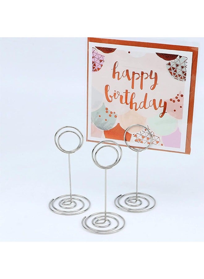 10pcs Table Number Holders, Silver Metal Stand Place Card Holder Table Memo Photo Picture Holder for Wedding Baby Shower, 3.35inch - Image 4