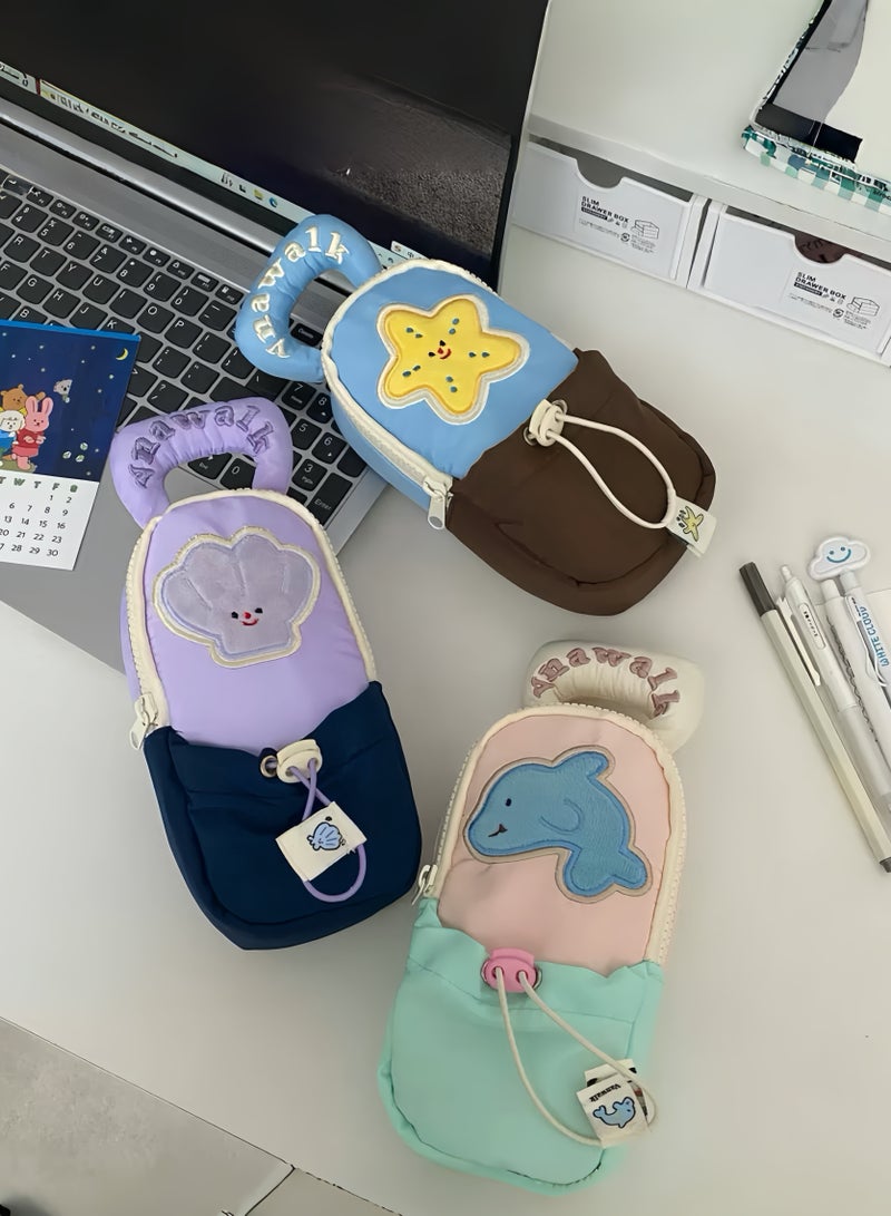 Paraphrase Kawaii Dolphin Standing Pencil Case – Large Capacity, Portable and Durable Pen Bag for School or Office - Image 5
