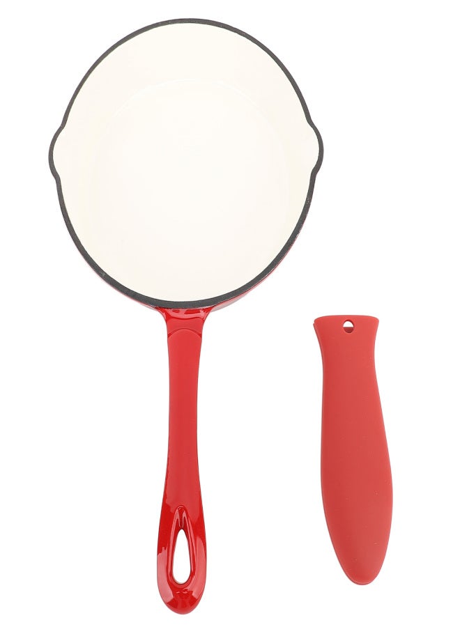 Enameled Frying Pan Cast Iron Skillet Nonstick Kitchen Fry Pan Grill Cookware for Camping Cooking Grilling 16cm/6.3in - Image 1