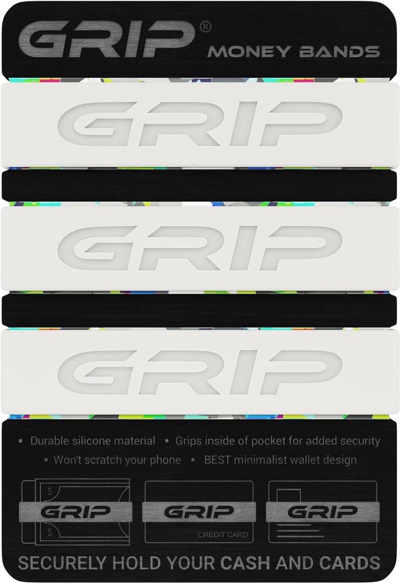 Grip Money Bands (Pack of 3) - GLOW IN THE DARK - Premium Silicone Band for Cash & Cards - Slim & Durable Design - Image 1