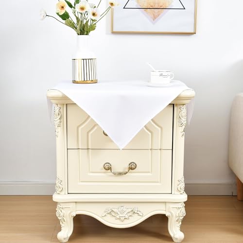 Nacuci Small Square Tablecloth 24x24 Inch Washable Polyester Side Table Cloth Solid White Heavy Duty End Table Cover for Dining Home Party - Image 3