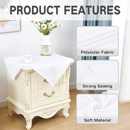 Nacuci Small Square Tablecloth 24x24 Inch Washable Polyester Side Table Cloth Solid White Heavy Duty End Table Cover for Dining Home Party - Image 5