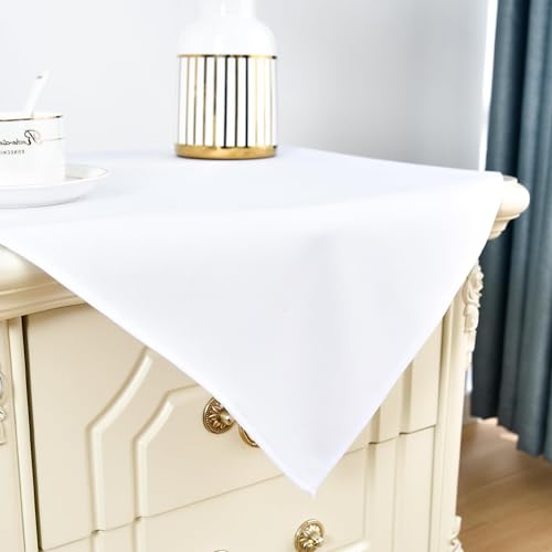 Nacuci Small Square Tablecloth 24x24 Inch Washable Polyester Side Table Cloth Solid White Heavy Duty End Table Cover for Dining Home Party - Image 4