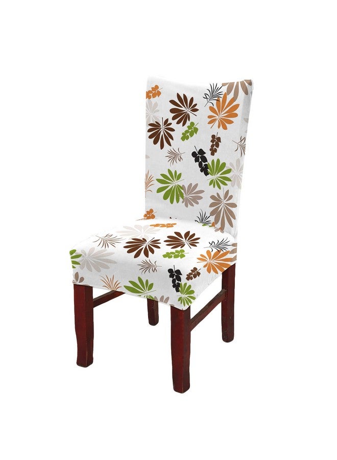 BRIDA® Polyester & Spandex Stretchable Floral Printed Dining Chair Covers Elastic Chair Seat Case Protector, Slipcovers (4 Chair Cover, Orange Green) - Image 2