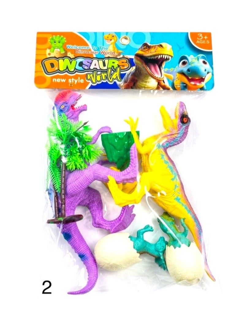 مجموعة ألعاب عالم الديناصورات مع تماثيل ديناصورات متنوعة وأشجار وبيض فقس للأطفال 3 سنوات فما فوق