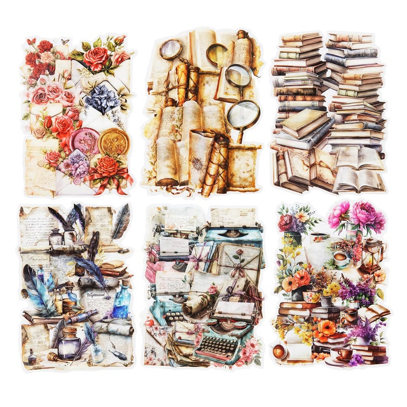 AuriicLeaf Vintage Book PET Sticker Set, 120PCS Retro Ephemera for Scrapbooking, Journaling, Crafting, DIY Projects, and Art Supplies - Image 1
