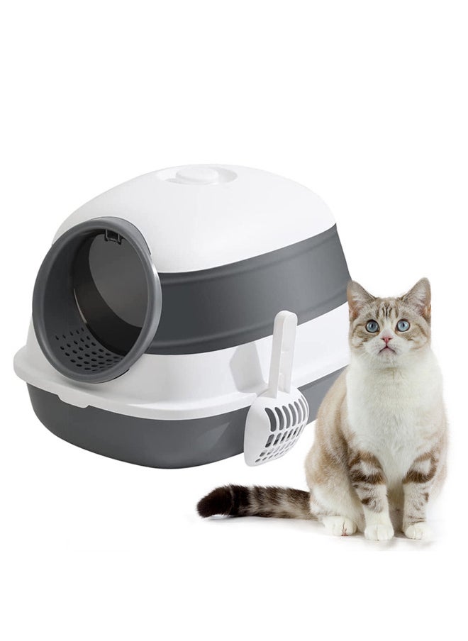 Neostyle Cat Litter Box Fully Enclosed,Foldable and Portable Kitty Toilet(grey foldable)  - Image 1
