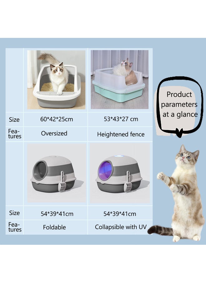 Neostyle Cat Litter Box Fully Enclosed,Foldable and Portable Kitty Toilet(grey foldable)  - Image 4