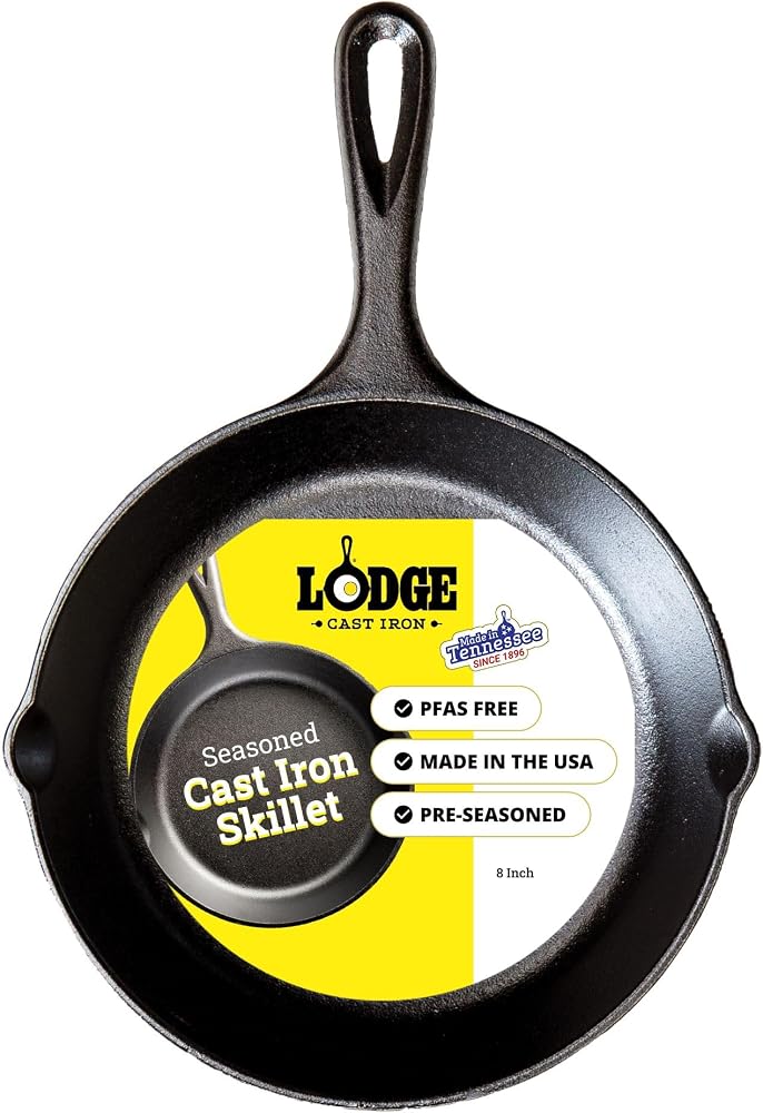 مقلاة حديدية معدة مسبقًا من Lodge Logic - مقاس 8 بوصات - Image 1