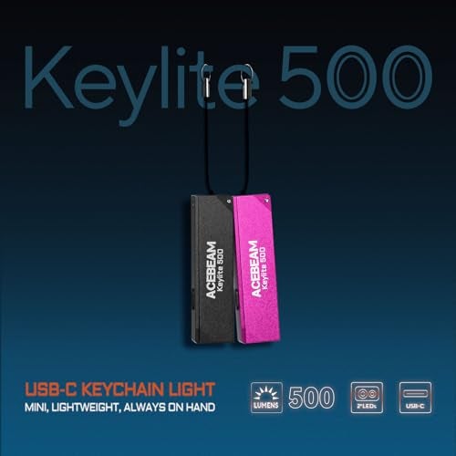 ACEBEAM Keylite 500 High Lumens Keychain Flashlight Rechargeable, Ultra-Compact Flat Pocket EDC Flashlight with Dual LEDs, 6 Modes, Type-C Charging, Small MINI Flash Light for Emergency, Home, Outdoor - Image 2