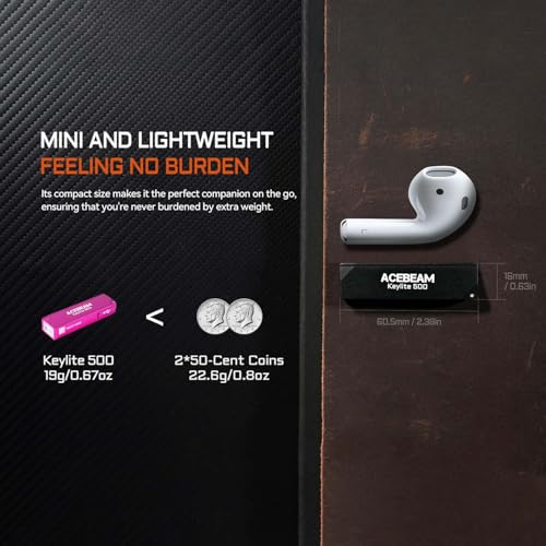 ACEBEAM Keylite 500 High Lumens Keychain Flashlight Rechargeable, Ultra-Compact Flat Pocket EDC Flashlight with Dual LEDs, 6 Modes, Type-C Charging, Small MINI Flash Light for Emergency, Home, Outdoor - Image 5