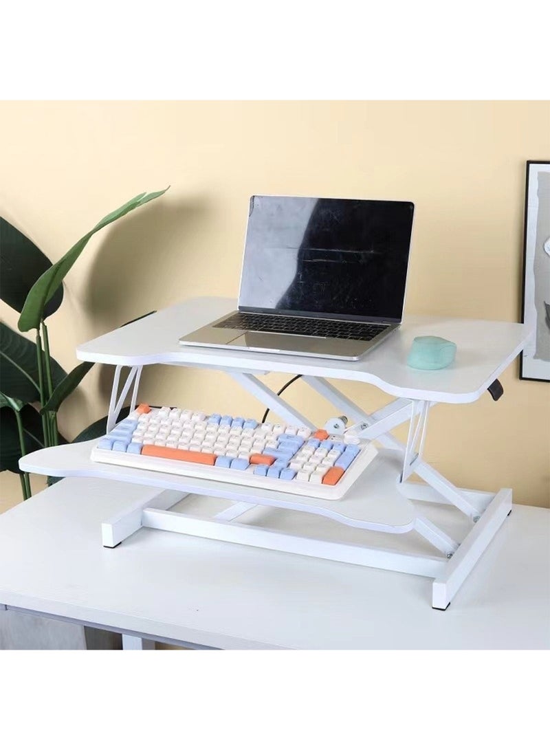 GT-Wheel Desk Converter Standing Height Adjustable Sit Stand Table Riser with Keyboard Tray Gas Spring Lift Workstation - Image 1