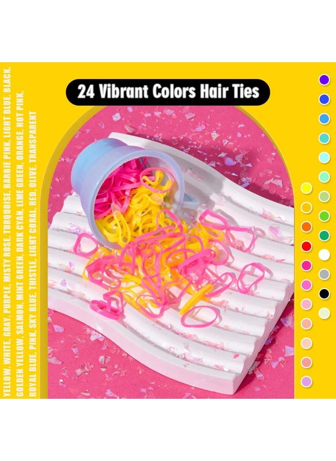 TsMADDTs 24 Colors Rubber Bands, 2000PCS Elastic Hair Ties with Organizer Box, Rubber Bands with Tail Tools and Comb, Hair Accessories for Girls Kids Baby Toddler  - Image 4