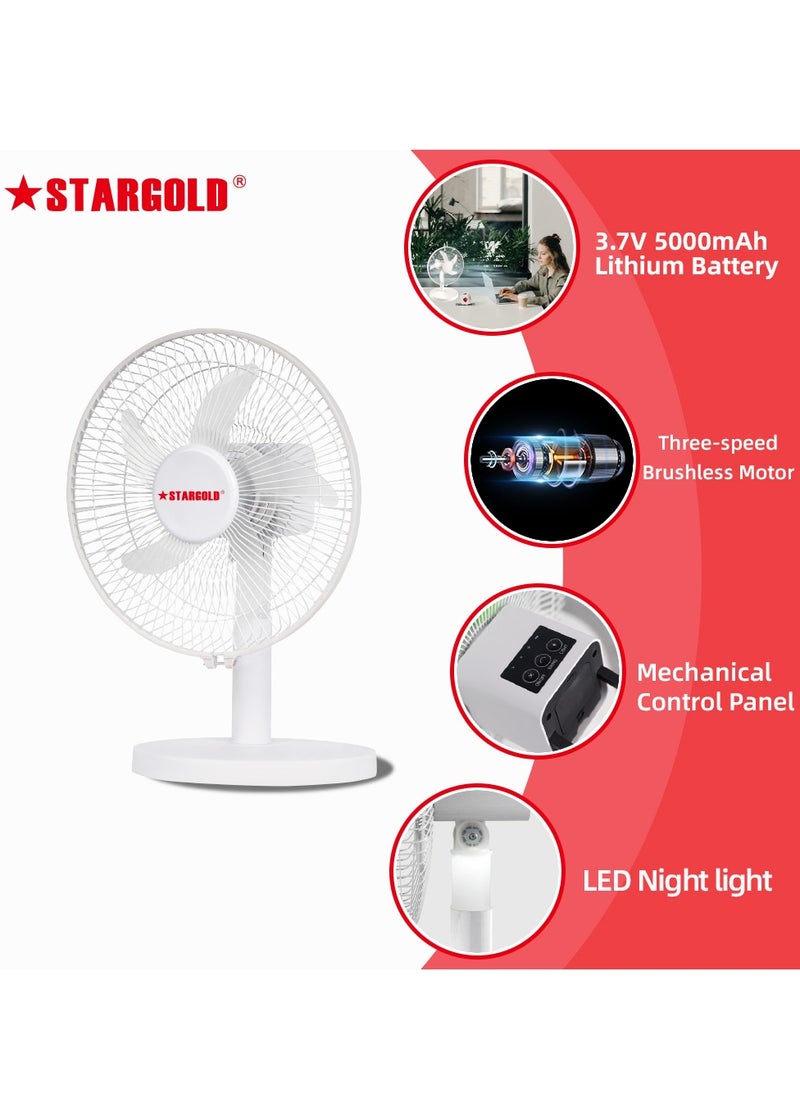 Stargold Portable 10 Inch Small Fan Low Noise 3 Speed Rechargeable Fan 5000 mAh Lithium Battery  - Image 2