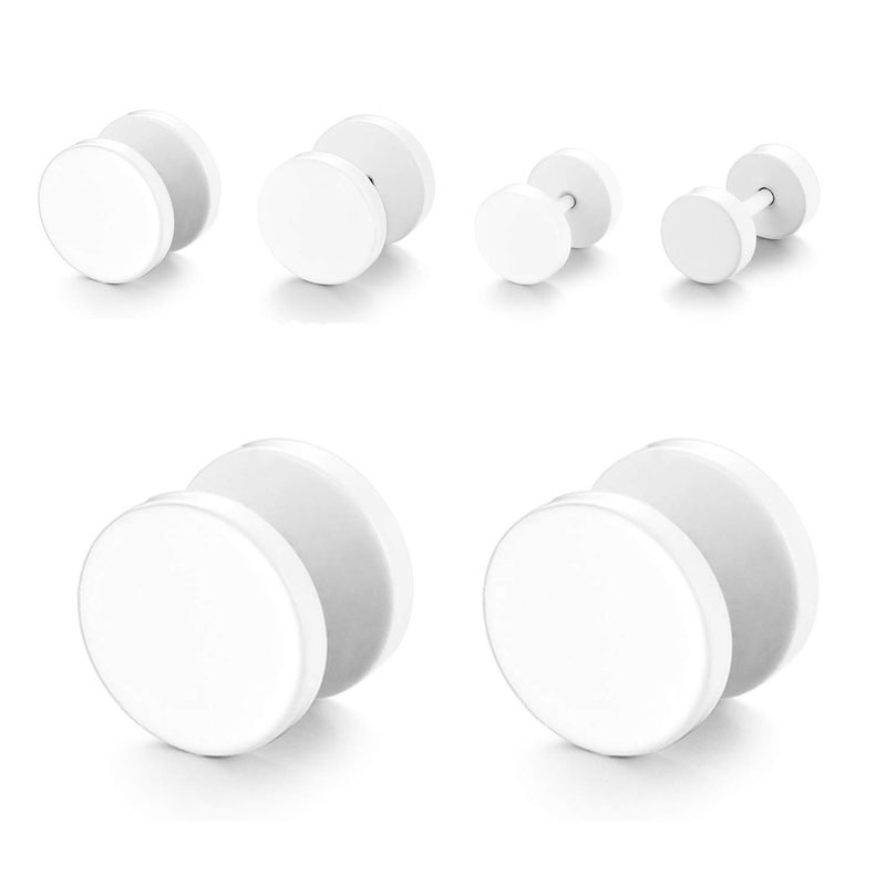 OIDEA 4 Pairs 6-12MM Stainless Steel Fake Gauges Fauc Cheater Dumbbell Earring Studs, Nickel Free, Silver