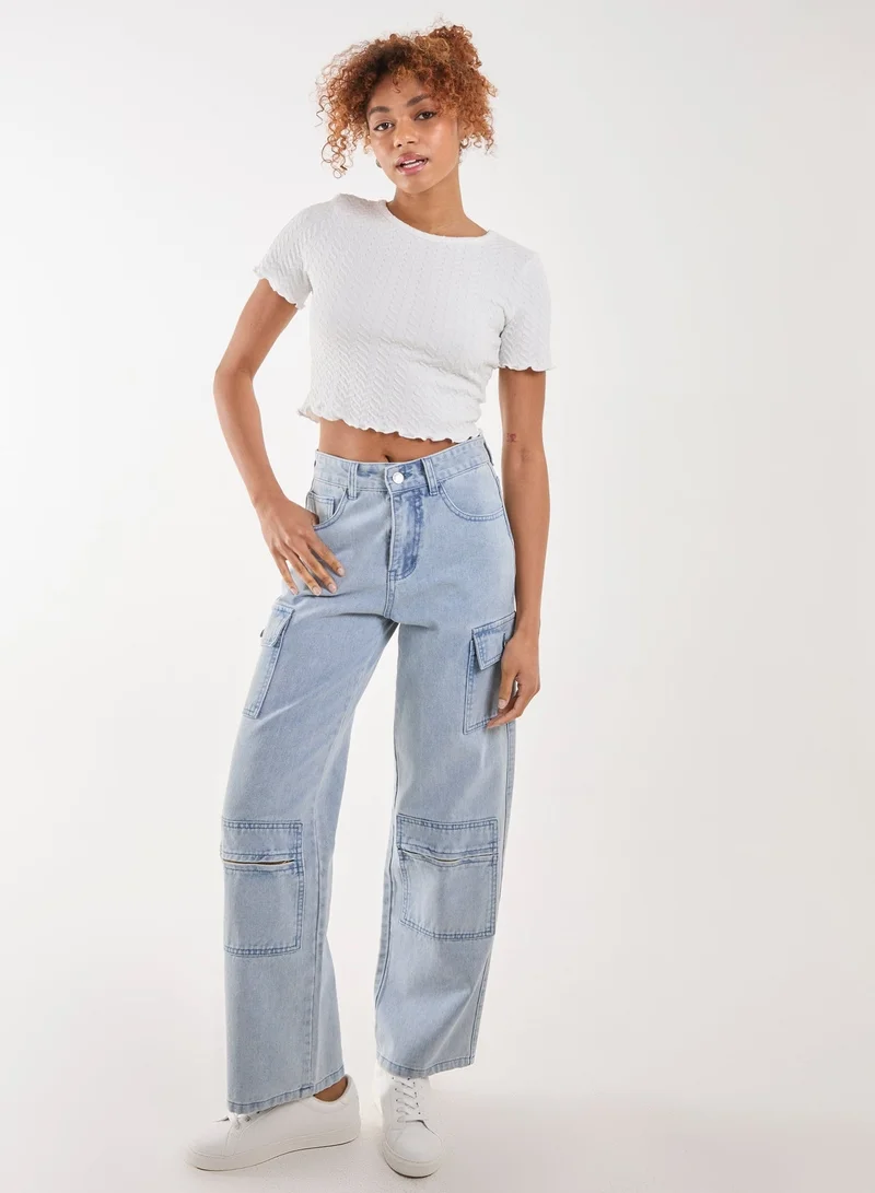 Pink Vanilla  Cropped Zig Zag Tee for Women | Best Price UAE