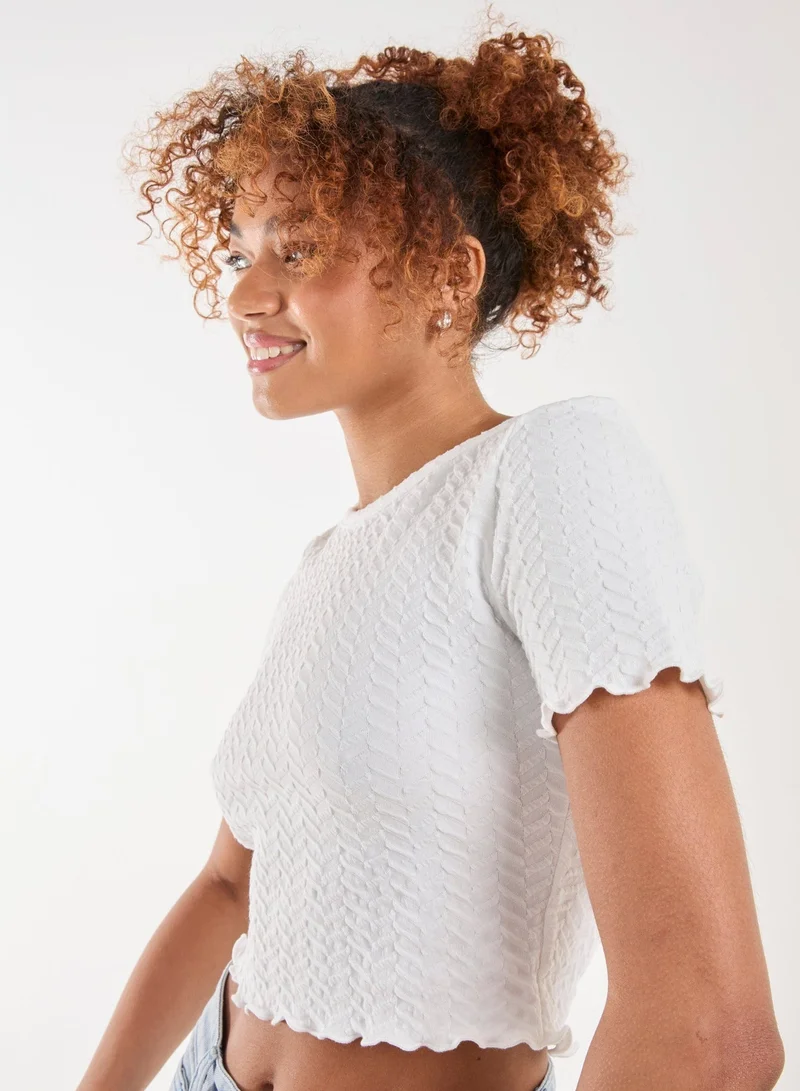 Pink Vanilla  Cropped Zig Zag Tee for Women | Best Price UAE