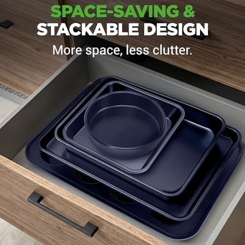 NutriChef 6-Piece Nonstick Baking Pans - Carbon Steel Non toxic Bakeware set with Cookie Sheets, Muffin, Loaf, Round & Square Pan - Restaurant Quality Baking Tray, Easy Clean, Dishwasher & Oven Safe - Image 4