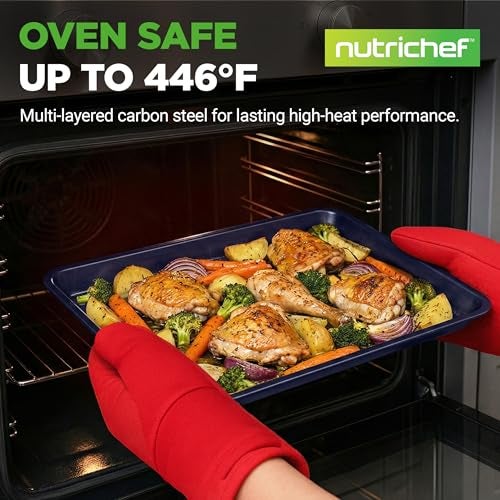 NutriChef 6-Piece Nonstick Baking Pans - Carbon Steel Non toxic Bakeware set with Cookie Sheets, Muffin, Loaf, Round & Square Pan - Restaurant Quality Baking Tray, Easy Clean, Dishwasher & Oven Safe - Image 3