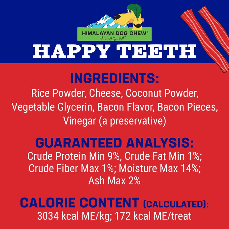 Himalayan Dog Chew Happy Teeth Yak Cheese, Soft Dog Chews, 100% Natural Soft Density Dental Treats, Gluten Free, Safe Treats for Oral Health, Lactose & Grain Free, Protein Rich, Bacon, 2 Count - Image 5