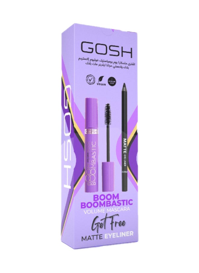 gosh Boom Boombastic Volume Mascara 001 Extreme Black + Free Matte Eyeliner 002 Matt Black  - Image 1