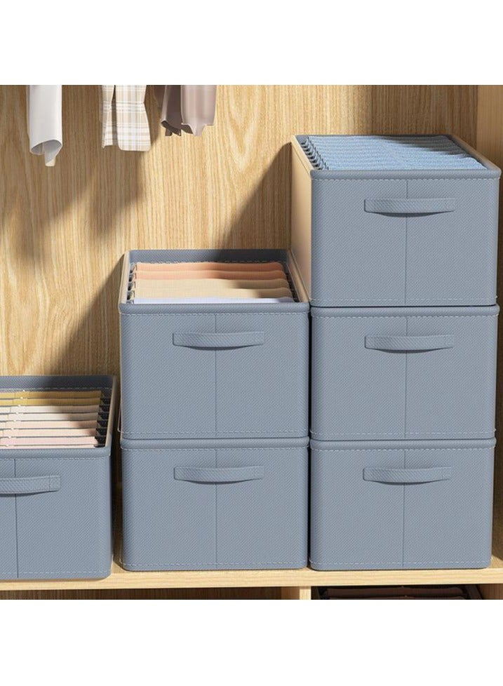 Hanayo 2 Pcs Clothes Storage Boxes 7 Compartments Drawer Organiser System Foldable Cabinet Organiser with PP Board Storage Box for Jeans Trousers T-Shirt Underwear(Grey)  - Image 3