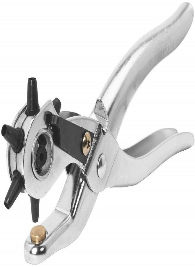 Generic - Multi-Function Metal Handheld Leather Belt Hole Punch Tool and Grommet Setting Kit,Eyelet Pliers Button Setter Tool Kit, Set of 2(Silver) - Image 1