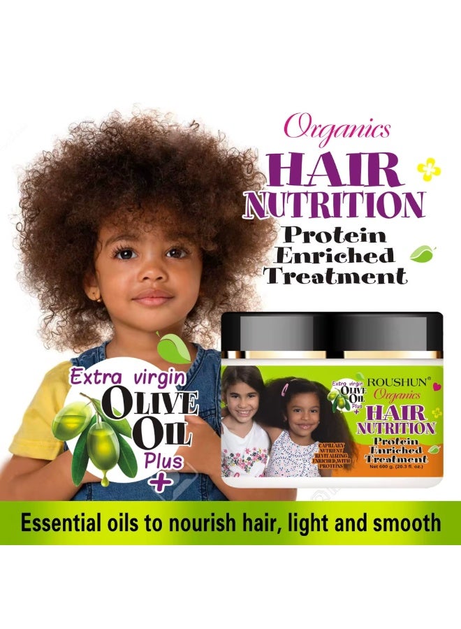 ROUSHUN 600g Organics Hair Nutrition Protein Enriched Conditioner Olive Oil Kids Hair cream Natural Olive Oil Gel for Culinary Excellence and Health Benefits Extra Virgin Olive Oil Gel - Image 3