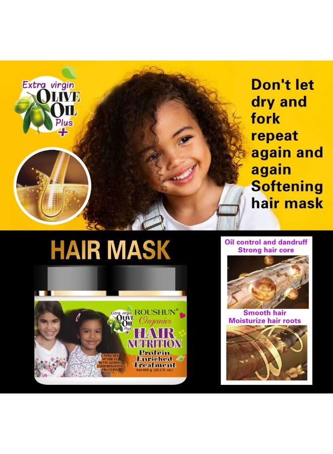 ROUSHUN 600g Organics Hair Nutrition Protein Enriched Conditioner Olive Oil Kids Hair cream Natural Olive Oil Gel for Culinary Excellence and Health Benefits Extra Virgin Olive Oil Gel - Image 2
