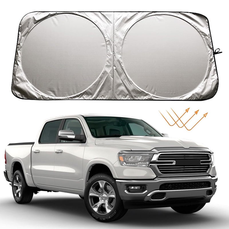 XHRING Windshield Sun Shade Sunshade for Dodge RAM 1500 2500 3500 20102024 2025 2026 24 Door Regular Quad Crew Mega Cab Pickup Truck Accessories Car Front Window Sun Shield