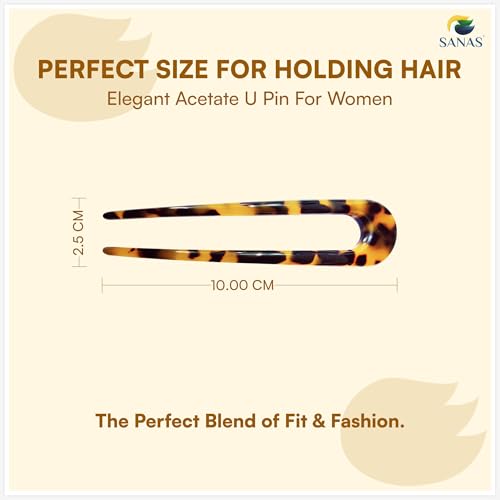 Sanas French Hair Pin For Women (4Pcs) Classic U Shape Hair Pins For Hair Styling Juda Accessories For Women French Pins For Girls U Pin Bun Accessories For Woman (4Pcs) (Multicolor - Acetate Finish) - Image 2