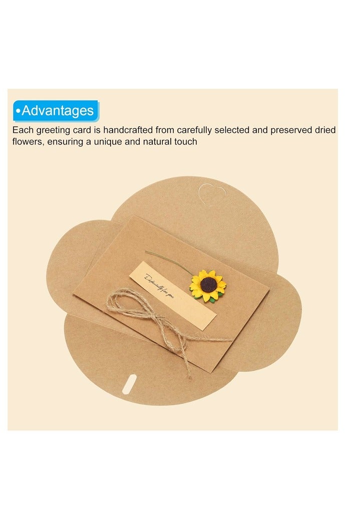 4 Pack Dried Flowers Greeting Cards, Handmade Blank Note Card Flower Invitation Card with Envelopes Vintage Thank You Card for Birthday Party Festival - Image 3