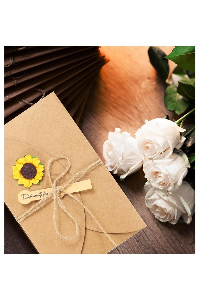 4 Pack Dried Flowers Greeting Cards, Handmade Blank Note Card Flower Invitation Card with Envelopes Vintage Thank You Card for Birthday Party Festival - Image 4