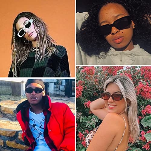 kimorn Rectangle Sunglasses for Women Men Trendy Retro Fashion Sun Glasses 90’s Vintage Square Frame K1200 (Black Frame Pink Lens, 65) - Image 3