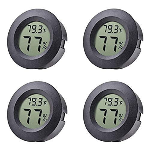 Veanic 4-pack Mini Hygrometer Thermometer Fahrenheit Indoor Room Round Humidity Temperature Gauge for 3D Printer Home Jars Reptile Incubator Guitar Case - Image 1