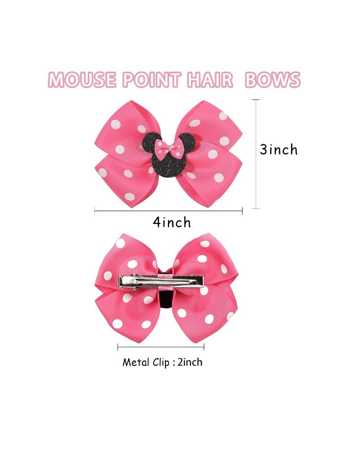Qearl 8 Pcs Mouse Ears Bow Clips for Girls, Polka Dot Red Bows Theme Park Costume Party Decoration for Toddlers Girls in Pairs - Image 2