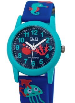 Q&Q Watch Unisex, Quartz Movement, Analog Display, Blue Resin Strap-VR99J017Y