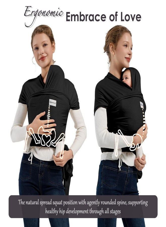MISSWISDOM Baby Wraps Carrier, Baby Carrier Wrap Newborn Sling 7-35lbs, Baby Wearing Wrap Newborn Wrap Carrier, Baby Sling Carriers for Newborn and Infant, Black - Image 3