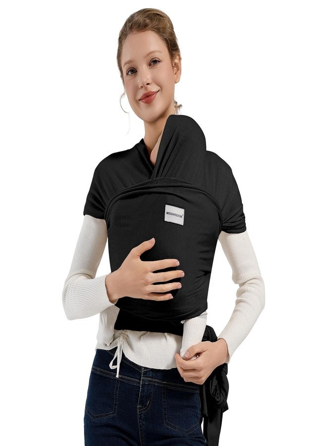 MISSWISDOM Baby Wraps Carrier, Baby Carrier Wrap Newborn Sling 7-35lbs, Baby Wearing Wrap Newborn Wrap Carrier, Baby Sling Carriers for Newborn and Infant, Black - Image 1