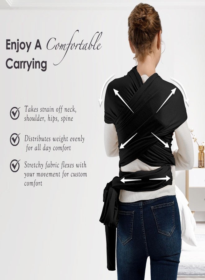 MISSWISDOM Baby Wraps Carrier, Baby Carrier Wrap Newborn Sling 7-35lbs, Baby Wearing Wrap Newborn Wrap Carrier, Baby Sling Carriers for Newborn and Infant, Black - Image 5