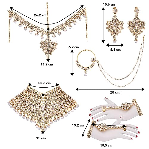 Peora Combo of Jodha Akbar Style Bridal Set with Cream Color Potli Bag Gift For Women - Image 4