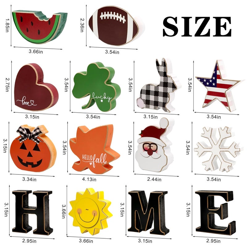 Medoore Interchangeable Home Table Signs with 11Pcs Seasonal Icons, Wooden "HOME" Letter Signs Interchangeable Holiday Decorative Table Shelf Centerpiece for Holiday Room Decoration - Image 3