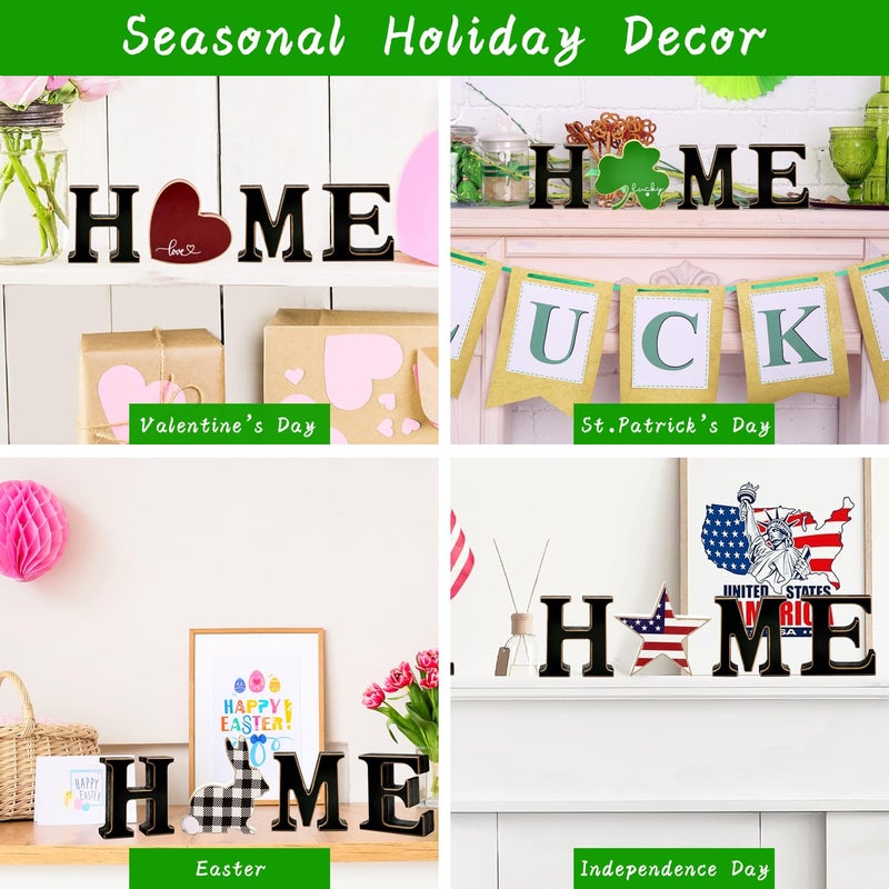 Medoore Interchangeable Home Table Signs with 11Pcs Seasonal Icons, Wooden "HOME" Letter Signs Interchangeable Holiday Decorative Table Shelf Centerpiece for Holiday Room Decoration - Image 5