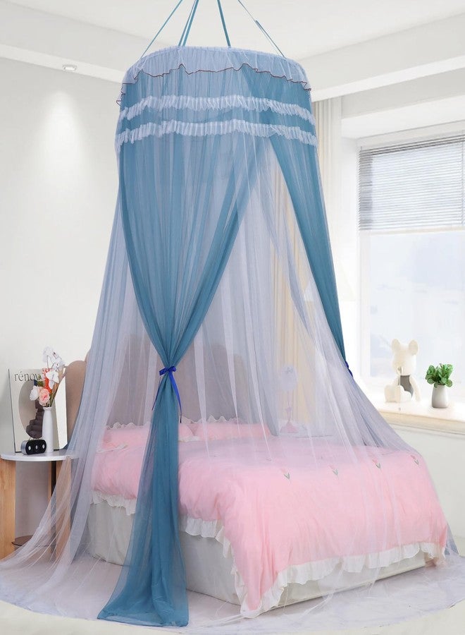 Lanpet Dreamy Princess Bed Canopy for Girls, Double Layer Sheer Mesh Canopy Curtain, Canopies Netting Room Decor Tent Mosquito Net for Kids & Adults Queen King Bed,Pink, Blue, 2LD1253-BL/Z - Image 4