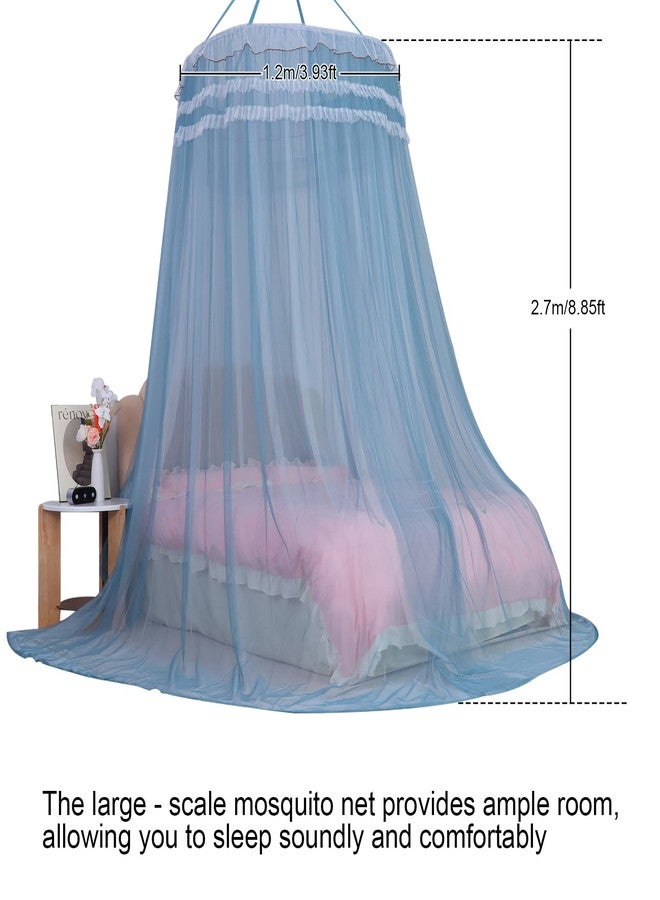 Lanpet Dreamy Princess Bed Canopy for Girls, Double Layer Sheer Mesh Canopy Curtain, Canopies Netting Room Decor Tent Mosquito Net for Kids & Adults Queen King Bed,Pink, Blue, 2LD1253-BL/Z - Image 3