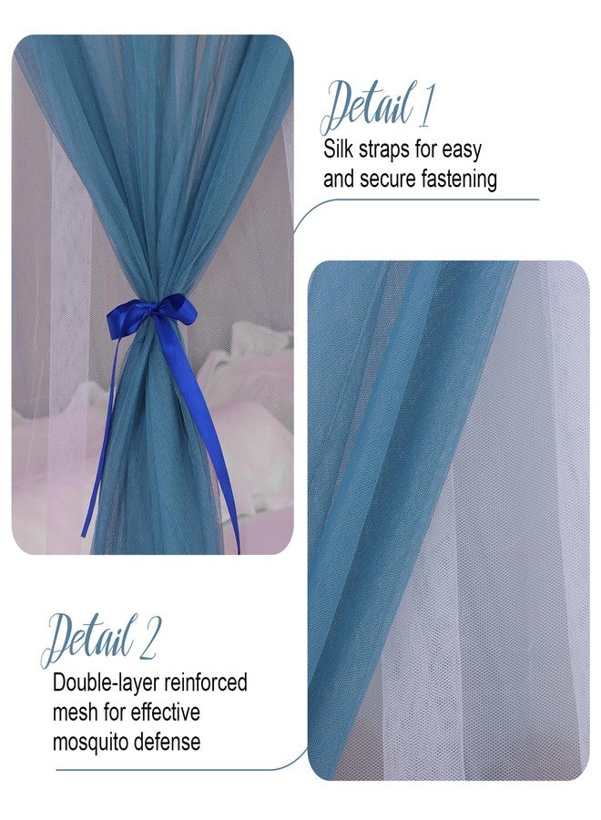 Lanpet Dreamy Princess Bed Canopy for Girls, Double Layer Sheer Mesh Canopy Curtain, Canopies Netting Room Decor Tent Mosquito Net for Kids & Adults Queen King Bed,Pink, Blue, 2LD1253-BL/Z - Image 5
