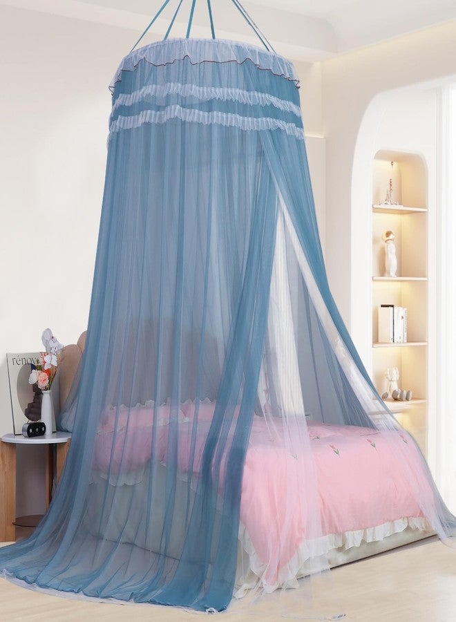 Lanpet Dreamy Princess Bed Canopy for Girls, Double Layer Sheer Mesh Canopy Curtain, Canopies Netting Room Decor Tent Mosquito Net for Kids & Adults Queen King Bed,Pink, Blue, 2LD1253-BL/Z - Image 1