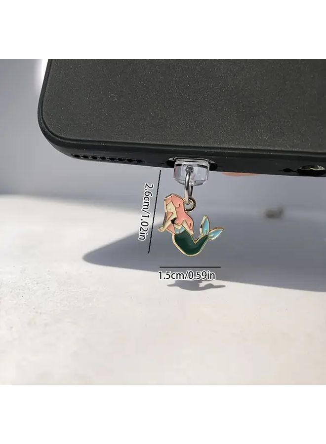 For Type C Mini Mermaid Phone Dust Plug Multi Functional Mobile Phone Pendant With Lobster Clasp Cellphone Charm Decoration - Image 2