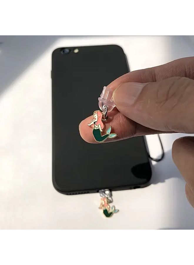 For Type C Mini Mermaid Phone Dust Plug Multi Functional Mobile Phone Pendant With Lobster Clasp Cellphone Charm Decoration - Image 4
